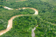 De Amazone in Peru vanuit de lucht