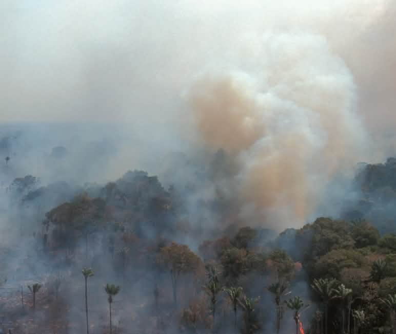 Luchtfoto van brandend Amazone-regenwoud Luchtfoto van brandend Amazone-regenwoud