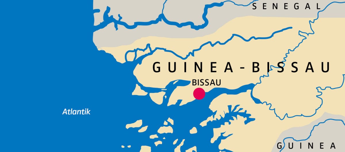 Kaart van Guinea-Bissau.