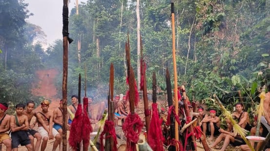 De inheemse Dayak Tomun uit Kinipan verdedigen zich tegen de ontbossing van hun bos door het palmoliebedrijf SML