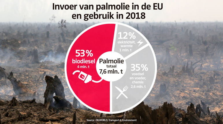 Invoer van palmolie in de EU en gebruik in 2018